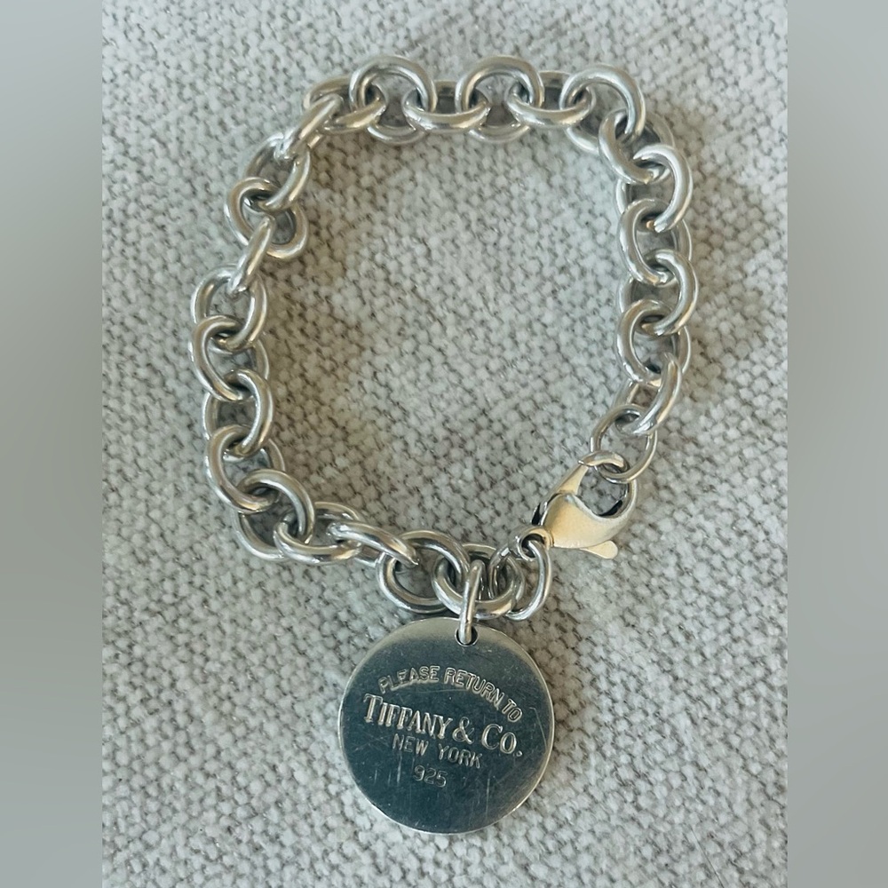 Tiffany & Co. Silver Chain Bracelet with Engraved Charm